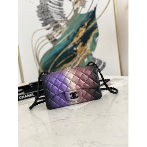 Kabelka přes rameno Chanel Flap Mirage z jehněčí kůže AS1116 černá