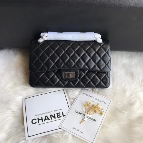 Chanel Flap Original Cowhide Leather 30225 černý stříbrný řetízek