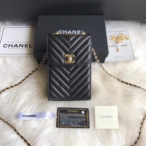 Chanel Flap Original Pouzdro na mobilní telefon 55698 černá