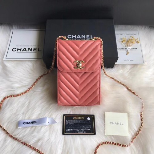 Chanel Flap Original Pouzdro na mobilní telefon 55698 růžové