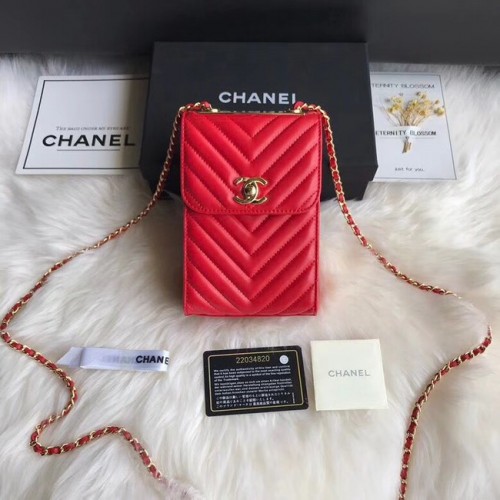 Chanel Flap Original Pouzdro na mobilní telefon 55698 červená