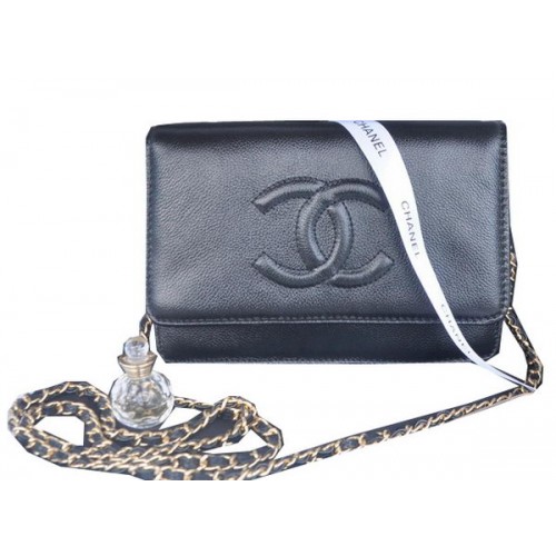 Kabelka přes rameno Chanel Flap, černá, telecí kůže, CHA33817, zlatá