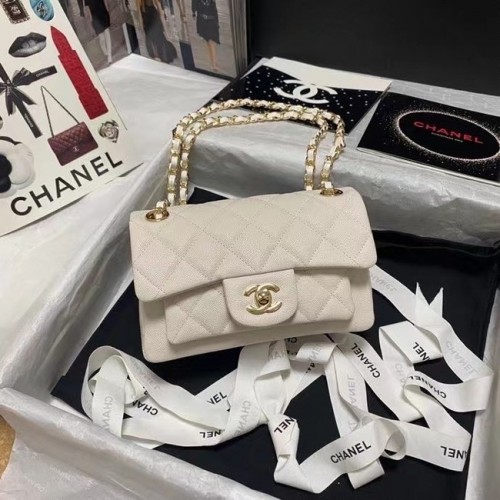 Kabelka přes rameno Chanel Flap z telecí kůže AS9960 bílá