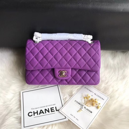 Kabelka Chanel Flap Shoulder Bag Original Jelen leather A1112 fialová stříbrná řetízek