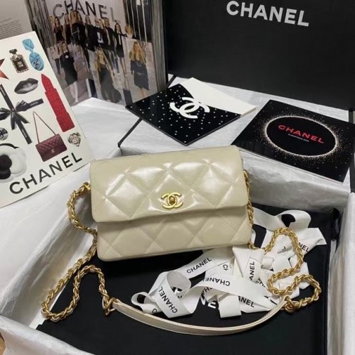 Kabelka přes rameno Chanel s klopou, originální kůže AS9957 béžová