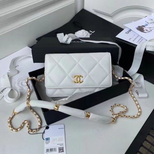 Mini kabelka Chanel Flap Ramenní kabelka Originální kůže AS2755 bílá