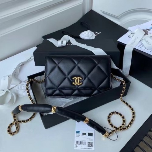 Mini kabelka Chanel Flap přes rameno z originální kůže AS2755 černá