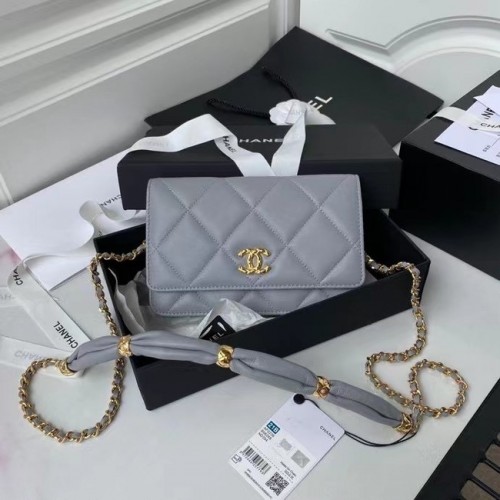 Mini kabelka Chanel Flap přes rameno z originální kůže AS2755 šedá