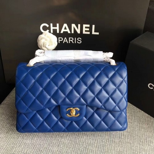 Kabelky Chanel s klopami přes rameno modré originální jehněčí kůže CF1113 Glod