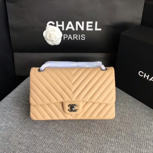 Kabelky Chanel s klopami přes rameno z ovčí kůže CF1112 stříbrné, velbloudí