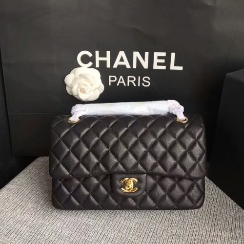 Chanel Kabelky přes rameno s klopou, originální jelení kůže CF1112, černá