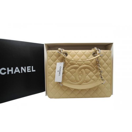 Žhavá stylová kabelka Chanel GST Caviar Leather Coco A36092 krémově stříbrná