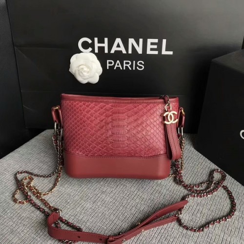 Chanel Gabrielle Mini kabelka přes rameno z originální pythonové kůže 8122A hnědá