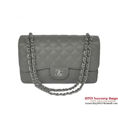 Chanel Jumbo prošívaná klasická kabelka Cannage Patterns Flap Bag A58600 šedo-stříbrná