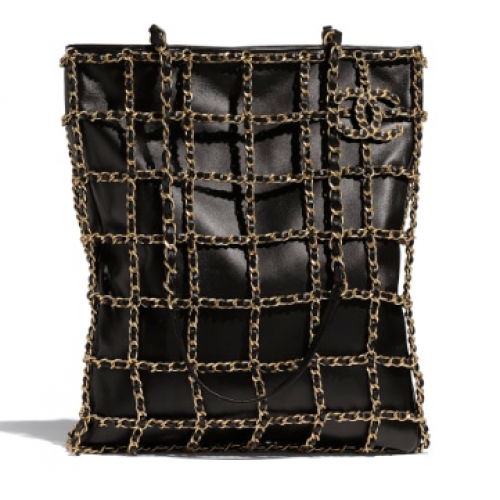 Nákupní taška Chanel z jehněčí kůže AS1383 černá