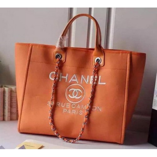 Velká plátěná nákupní taška Chanel A5002 oranžová