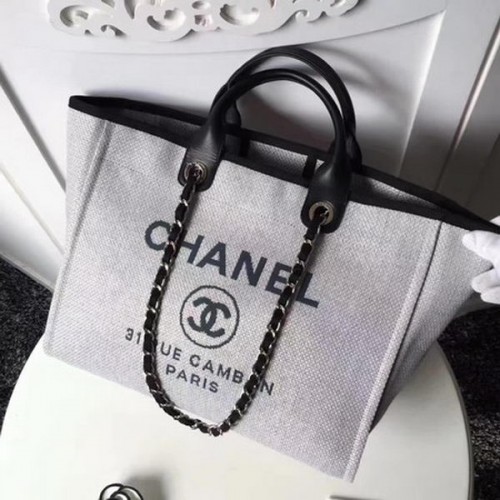 Velká plátěná nákupní taška Chanel CHA1679 šedá