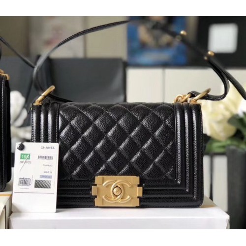 Kabelka Chanel Le Boy Flap Ramenní Originální Cavier Leather A67085 Černo-zlatá Spona
