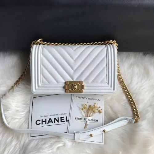 Chanel Leboy Originální kožená kabelka přes rameno s kaviárem A67086 z bílého zlata a řetízku