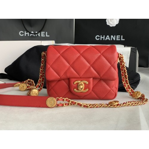 Chanel MINI FLAP BAG AS3368 vínová