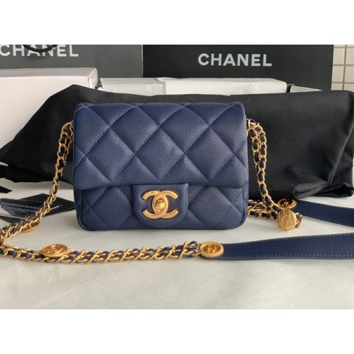 Chanel MINI FLAP BAG AS3368 Královská modrá