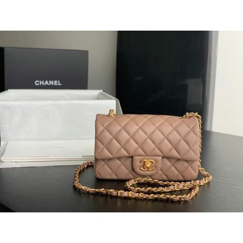Chanel MINI Flap Bag Originální ovčí kůže 1116 Taupe