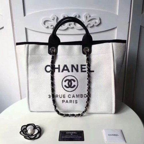 Chanel střední originální plátěná kožená nákupní taška 66941C