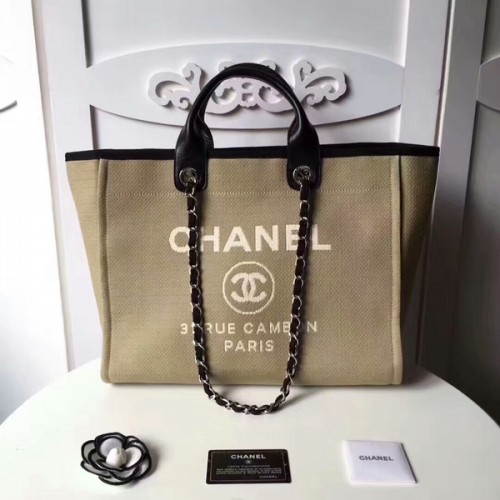 Chanel střední originální plátěná kožená nákupní taška 66941I