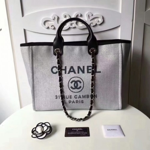 Chanel střední originální plátěná kožená nákupní taška 66941J