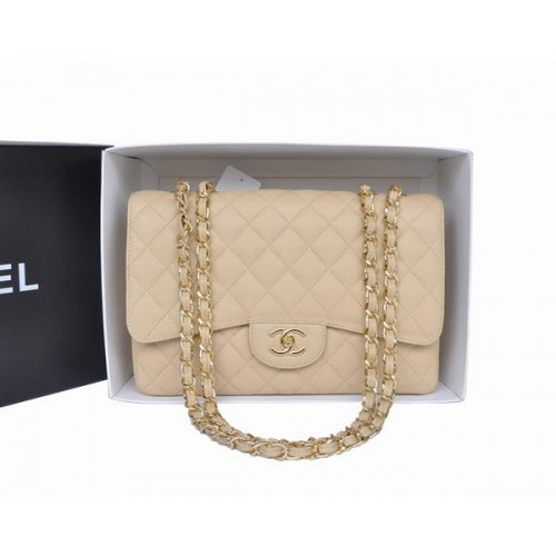 Chanel originální meruňkově-kaviárová kožená klopová kabelka A28600 zlatá