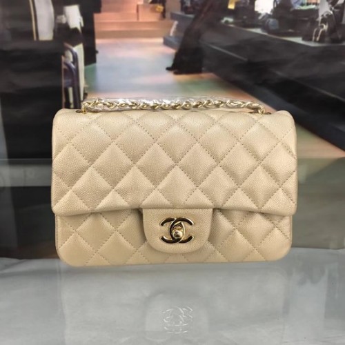 Chanel Original Caviar Leather Flap kabelka crossbody CF1116 zlatá se zlatým řetízkem