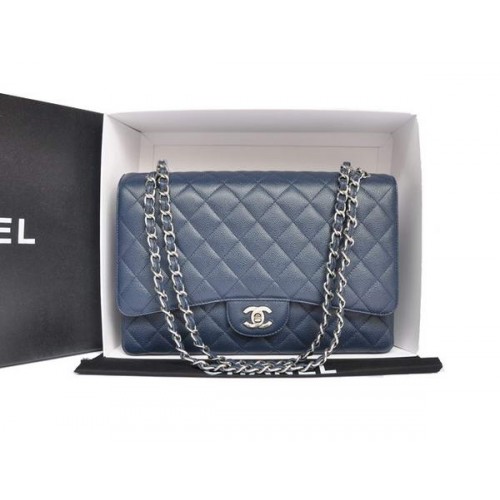 Chanel Original Caviar Leather Jumbo Flap Bag A47600 Modrá
