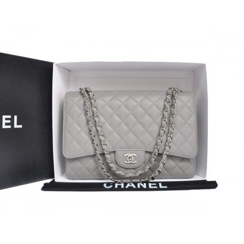 Chanel Original Caviar Leather Jumbo Flap Bag A47600 Šedá