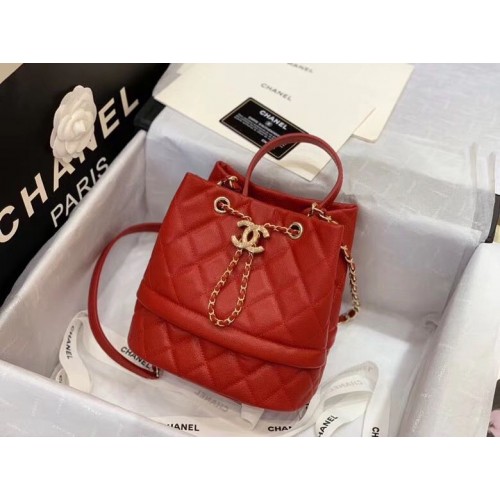 Chanel Original Caviar Leather Sac Hobo Bag 0894 Červená