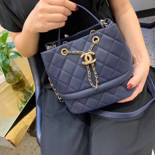 Chanel Original Caviar Leather Sac Hobo Bag AS0894 modrá
