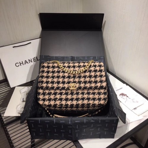 Chanel originální klopové kabelky Houndstooth A3269 černá a béžová