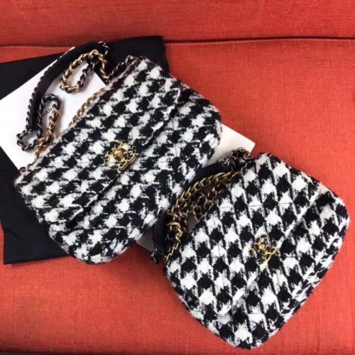 Chanel Originální kabelky s klopami Houndstooth A3269 Černobílé