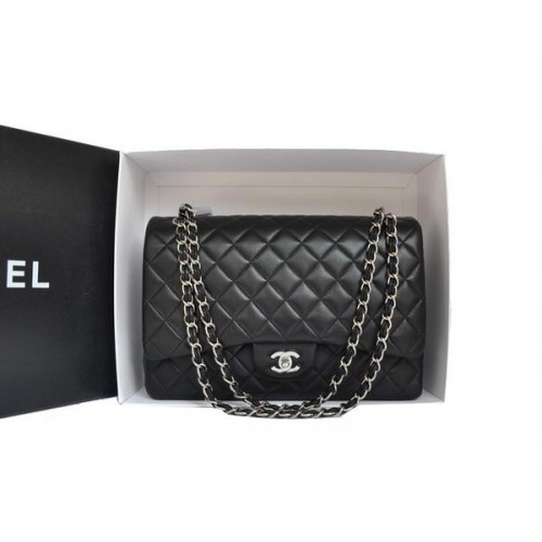 Chanel originální kožená jumbo kabelka s klopou A47600 černá