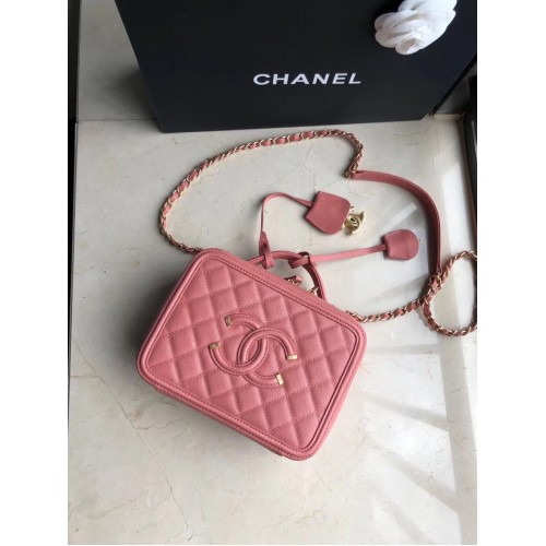 Chanel Original Leather Medium Cosmetic Bag 93443 Růžová