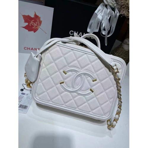 Chanel Original Leather Medium Cosmetic Bag 93443 White