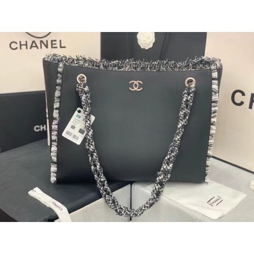 Originální kožená nákupní taška Chanel AS8485 černá