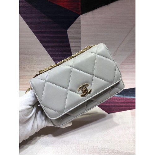 Chanel Originální kožená kabelka přes rameno světle modrá A80982 zlatá