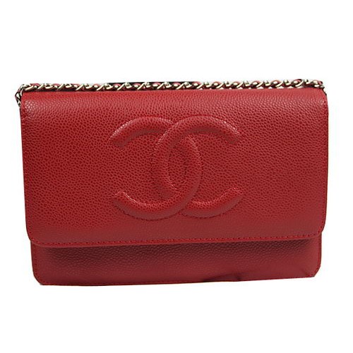 Chanel originální kožené mini kabelky s klopami A48654 červené