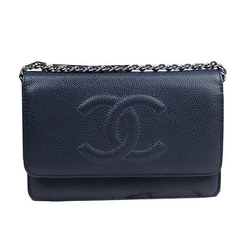 Chanel originální kožené mini klopové kabelky A48654 královská modrá