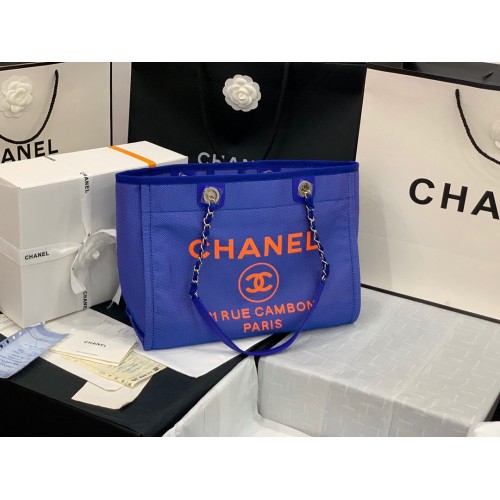 Chanel Original střední nákupní taška 67001 modrá