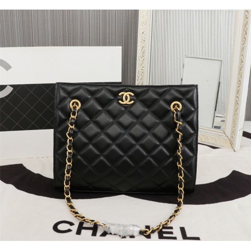 Chanel Original Originální kožená nákupní taška A05360 Černá