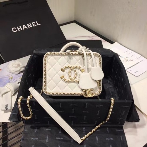 Chanel Original Small Sheepskin Cosmetic Camo AS1785 white