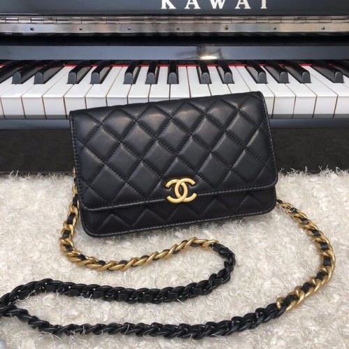 Chanel Original Malá klasická kabelka z ovčí kůže AP33814 černá
