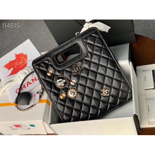 Chanel Originální měkká kožená kabelka zlaté barvy AS1431 černá