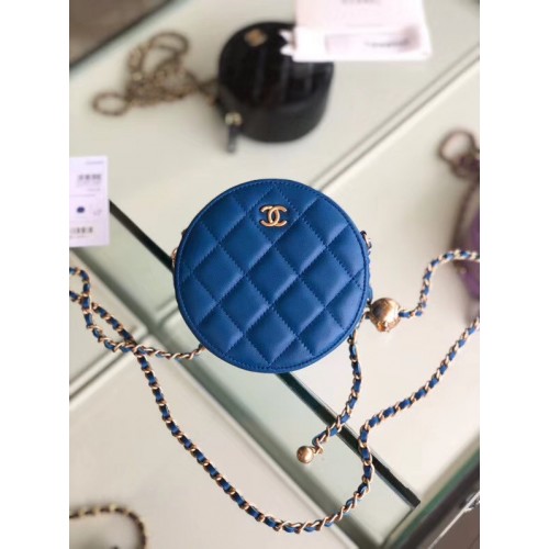 Chanel Original mini kabelka z ovčí kůže AS1449 modrá